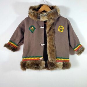 Vintage Handmade Kids Coat with Fur